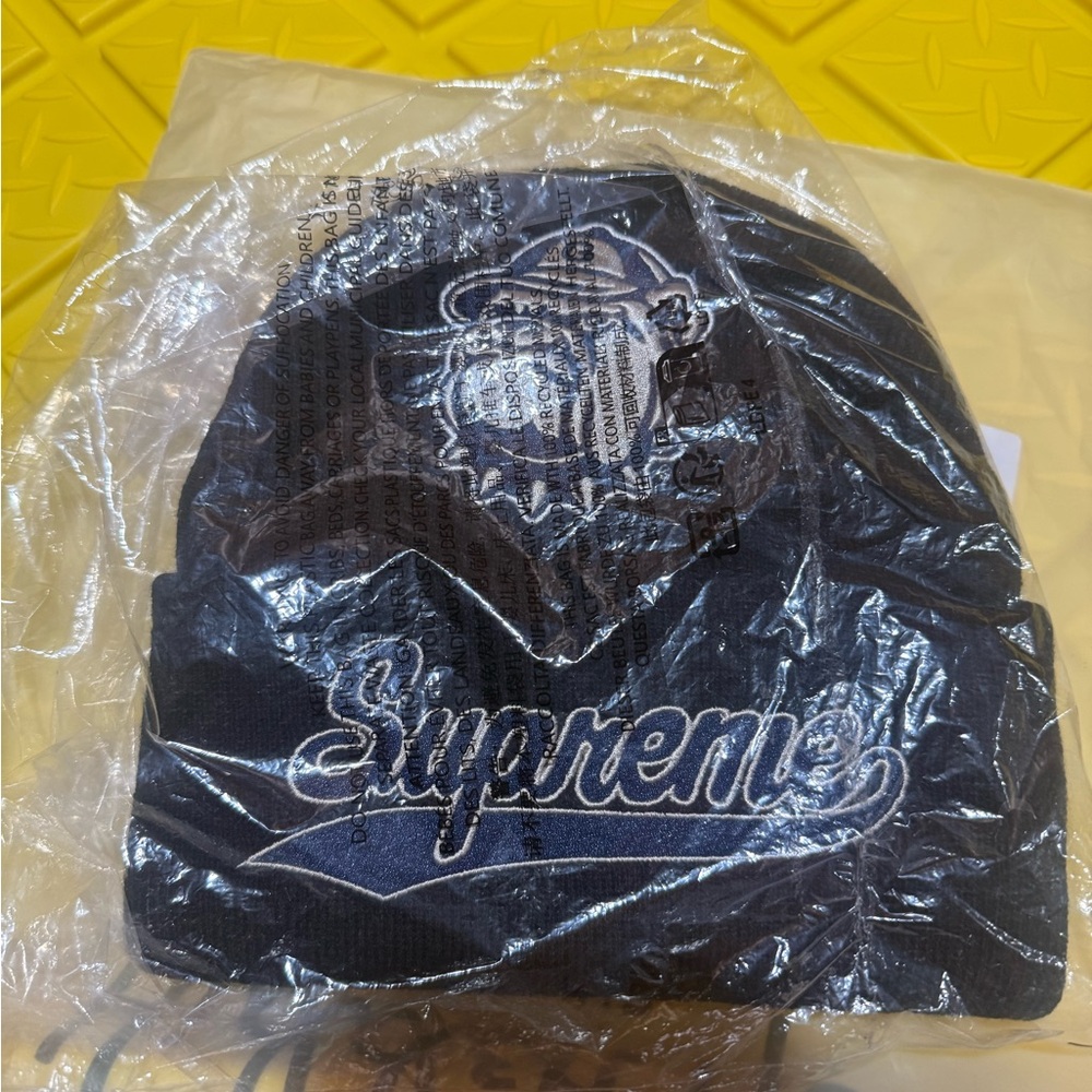 Mitchell & Ness Navy Embroidered Script Beanie